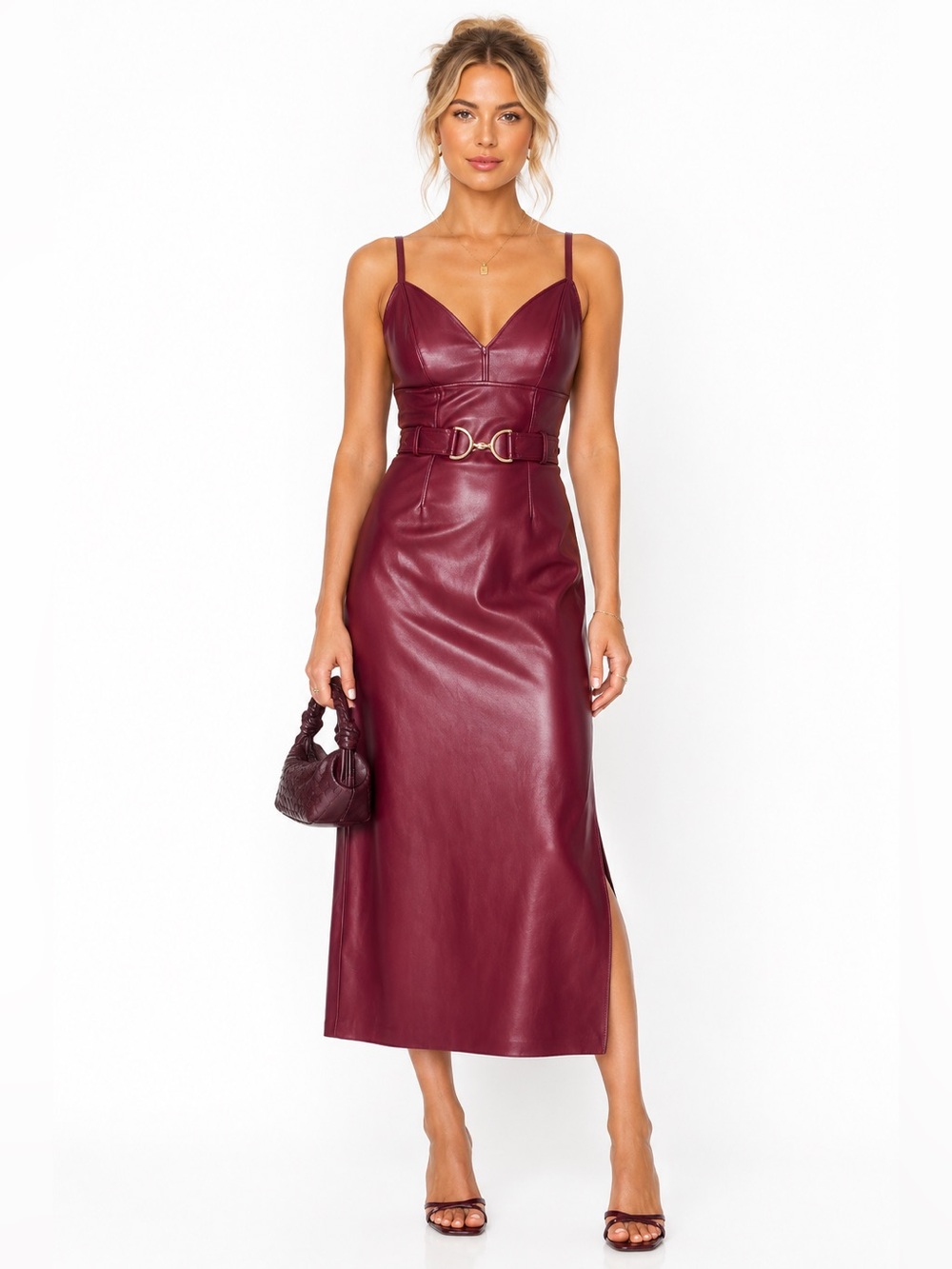 Steve Madden – Kailey Faux Leather Midi Dress – Cordovan – Sz. 6